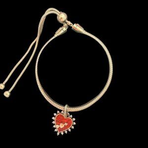 Pandora Sterling Silver Slider Bracelet w/ Follow Your Heart Charm 925 ALE